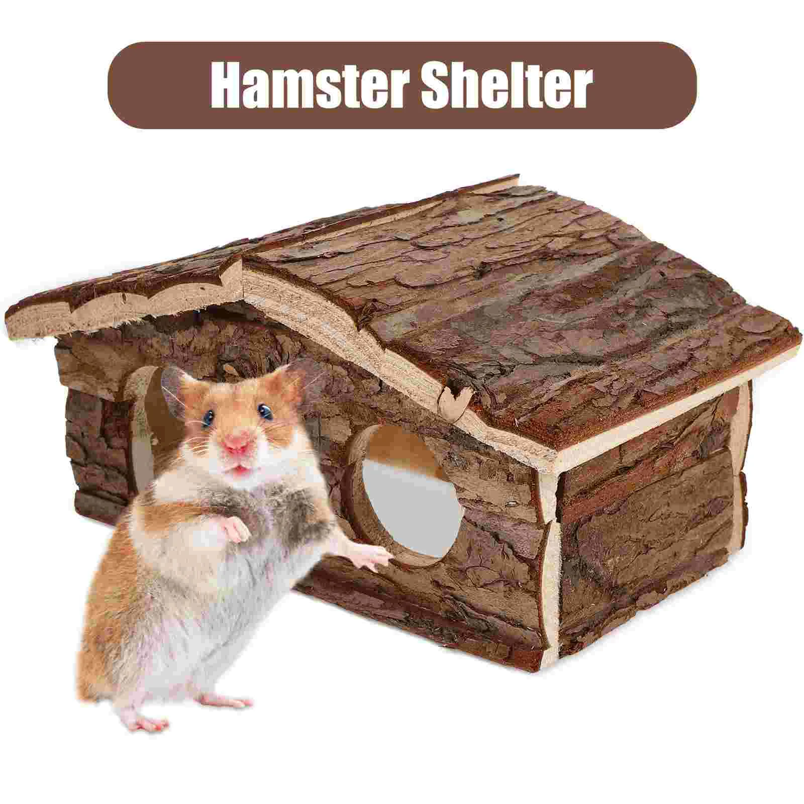 Hamster Shelter Cage Wood Cabin Hideouts Guinea Pig Houses Small Animal Hut Mouse Toy Rest Toys