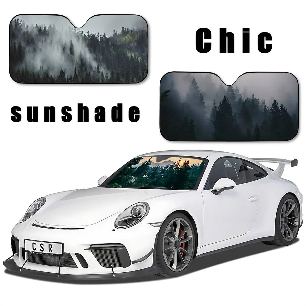 Forest Car SunShade Windshield Funny Sun Shade Foldable UV Ray Sun Visor Protector Sunshade For Front Window