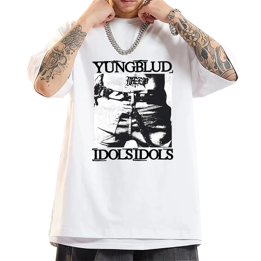 

High Quality Idols Tattoo YUNGBLUD Graphic T shirt Men Women Hip Hop vintage streetwear short sleeve T-shirts Unisex Cotton Tops