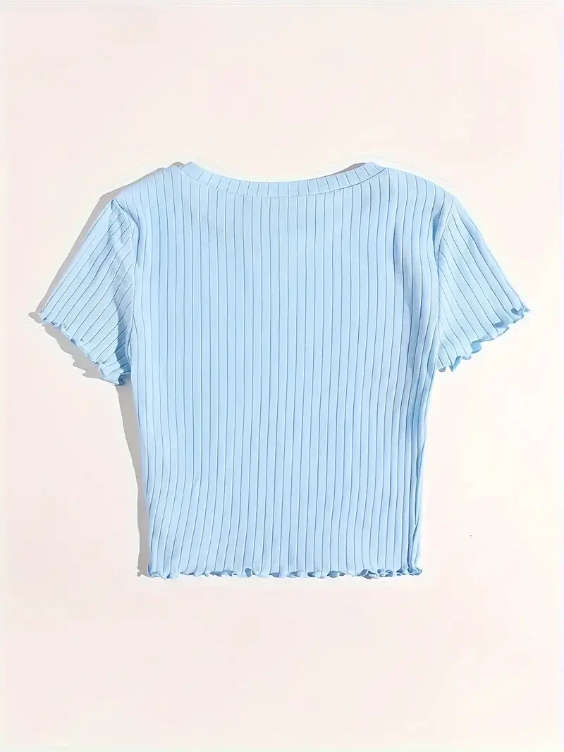 Casual Chic Women's Cotton Ribbed Crop T-Shirt Versatile &Breathable for Spring/Summer/Fal!