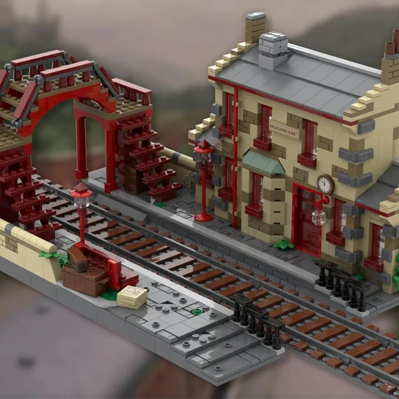 

920pcs Moc 76423 Magic Movie City Hogsmeaded Train Station Philosopher's Stone Architecture Sets Building Blocks Kid Toys Gifts