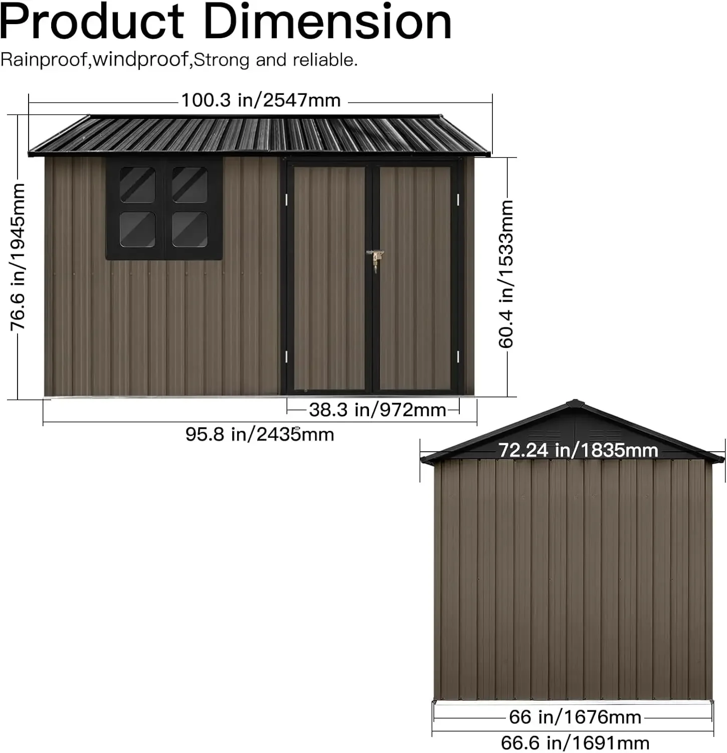 Shed With Windows,6 X 8 Ft Large Metal Tool Sheds,Heavy Duty Storage House With Sliding Doors With Air Vent For Backyard Patio