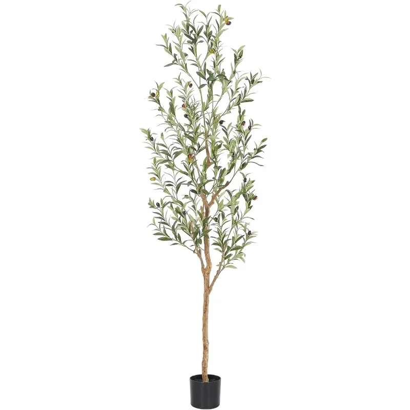 Faux Olive Tree 6ft，Olive Trees Artificial Indoor with Natural Wood Trunk and Realistic Leaves and Fruits. 6 Feet(72in) Fake