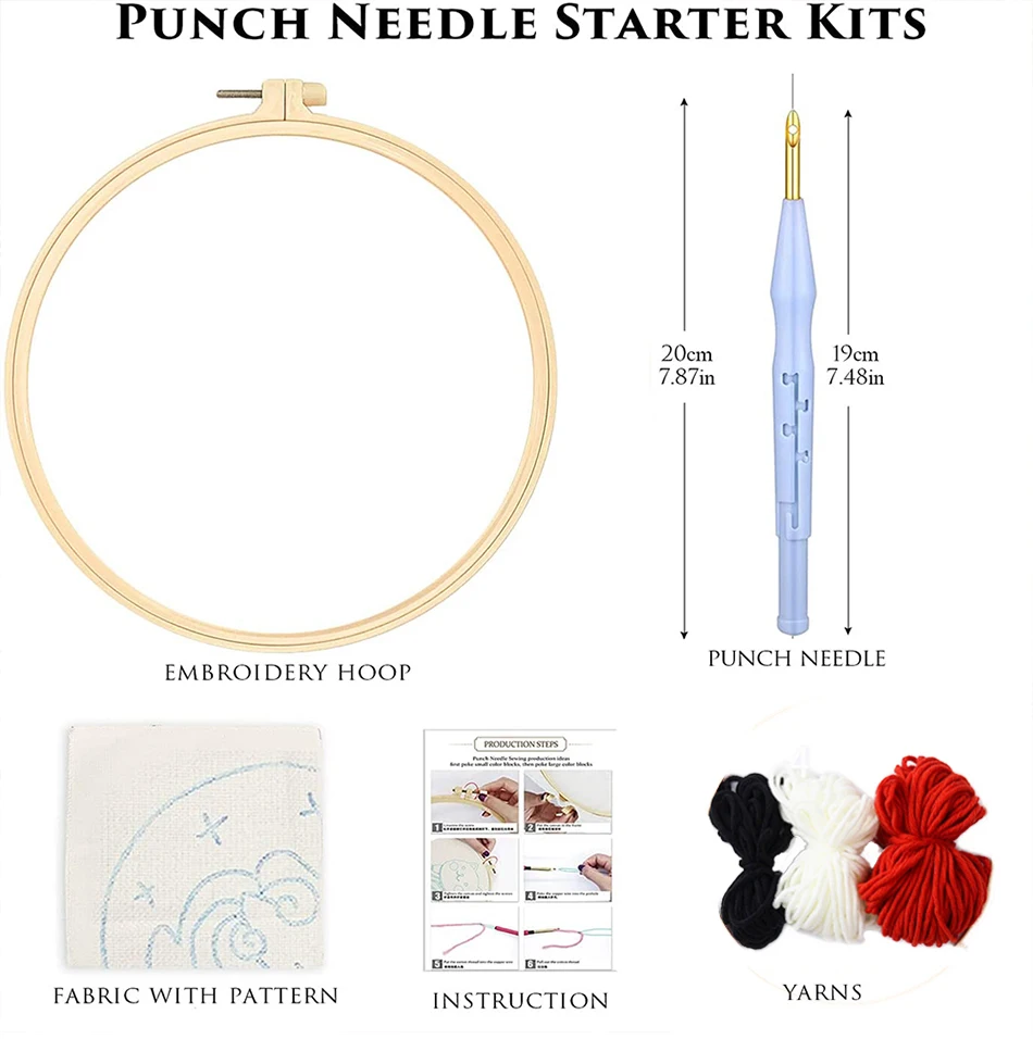 Punch Needle Stickerei-Set für Erwachsene, Landschaft, DIY, Basteln, Garne, Stickerei-Set für Anfänger, Kreuzstich, Zuhause, Malerei, Dekor – Detail 3