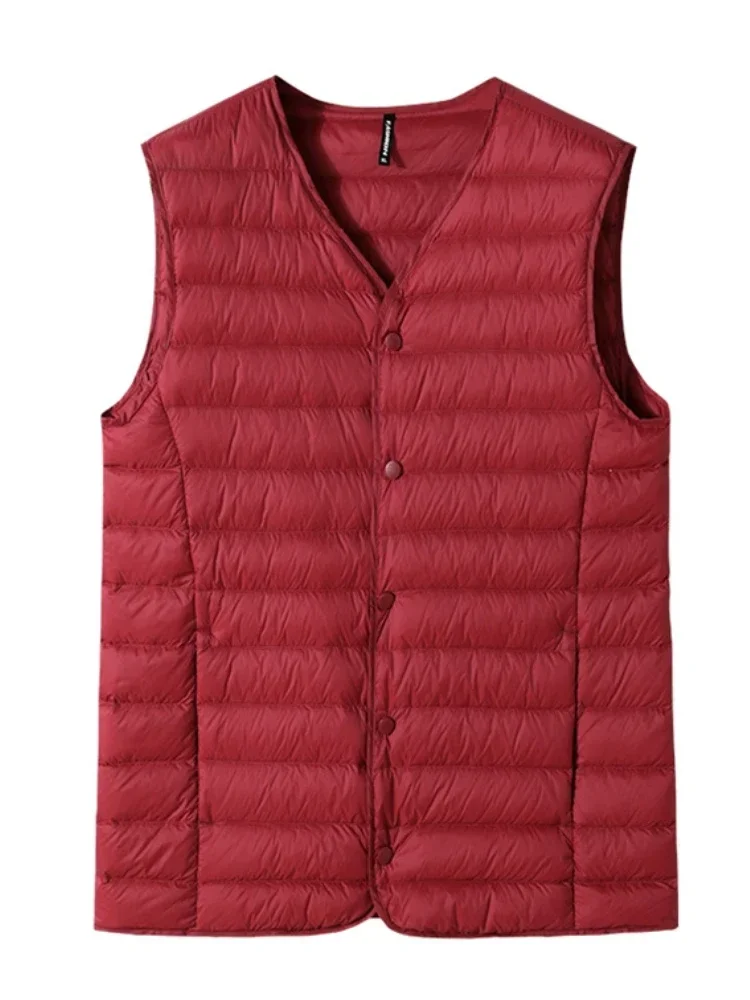 2023 New Winter V-Neck Men's Vest 80% White Duck Down Padding Vests Lightweight Sleeveless Jackets Warm Gilet Coat Plus Size 8xl