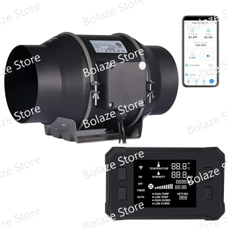 Europe New Smart Inline Duct Fan WIFI APP 4/6/8 Inch Quiet Vent Booster Blower for  Plant Tent Complete Kit Ventilation