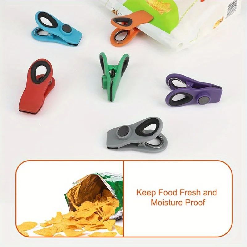 3pcs/6pcs/9pcs Reusable Sealing Bag Clip With Magnet - Food Clip, Chip Clip, Multifunctional Food Storage Bag Clip With