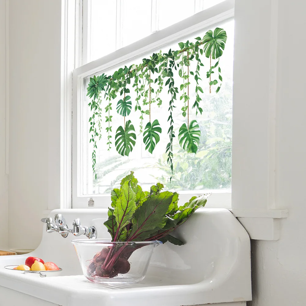 أوراق نباتات خضراء، جداريات، غرفة نوم، غرفة معيشة، قاعة مدخل، خزانة ملابس، مسكن، ديكور منزلي، ورق حائط، ذاتي اللصق