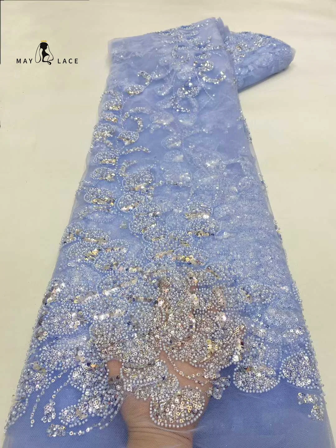 

Elegant French Mesh Beaded Embroidery 2025 High Quality Sequins Lace Fabric African Nigerian Lace Fabric For Wedding Party Dress