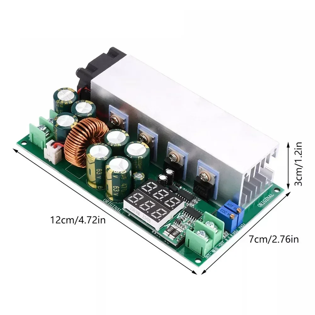 Módulo Step Down DC de alta eficiência com display digital Conversor de tensão ajustável de 20A para tensões de entrada de DC12 a 80V