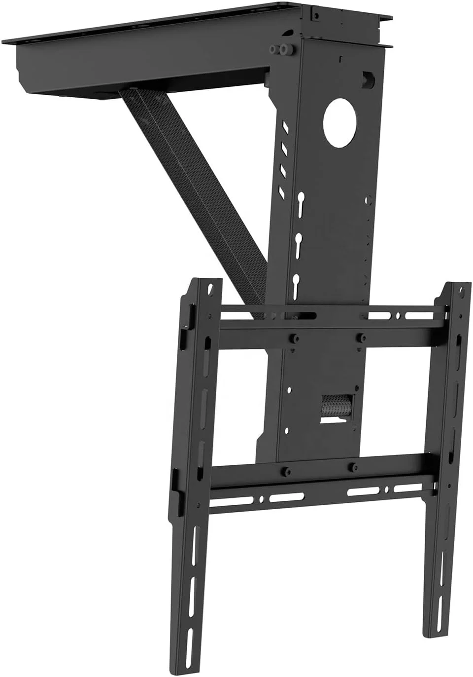 Novo controle remoto 32--70 polegadas flip down motorizado suporte de tv de teto, elevador de tv elétrico telescópico com levantamento automático