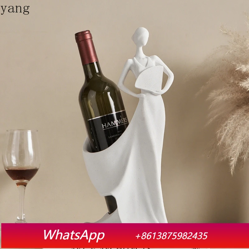 LMM creative diagonal living room red wine bottle rack decorative resin ornament housewarming gift