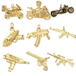 Charms Luxury Golden Color Pistol Charms Pendants For Necklace Earring Charms Wholesale For Jewelry Metal Copper Making