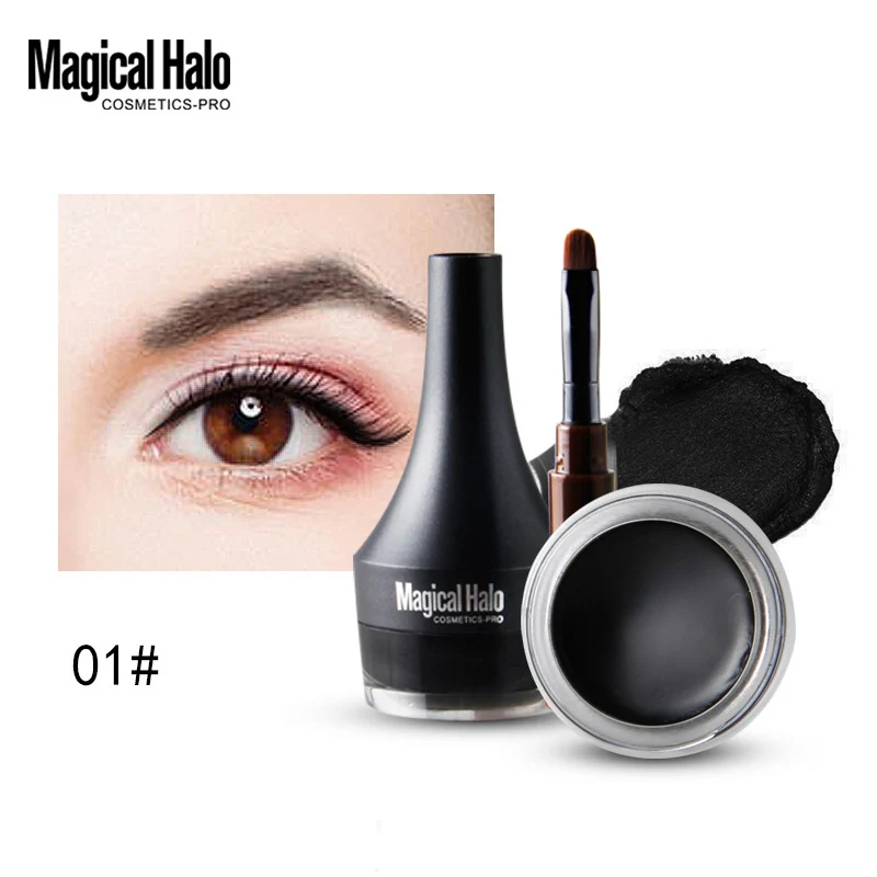 Halo mágico preto marrom à prova dwaterproof água sobrancelha creme delineador gel olhos comestic maquiagem caneta matiz natural creme de sobrancelha com escova