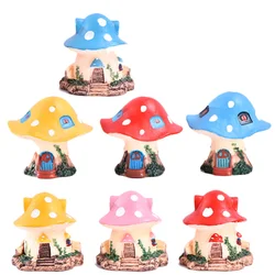1PC Kawaii Garden Mini Mushroom House Micro Figurine Resin Craft Decorative Ornament Tiny Fairy World Bonsai Decoration