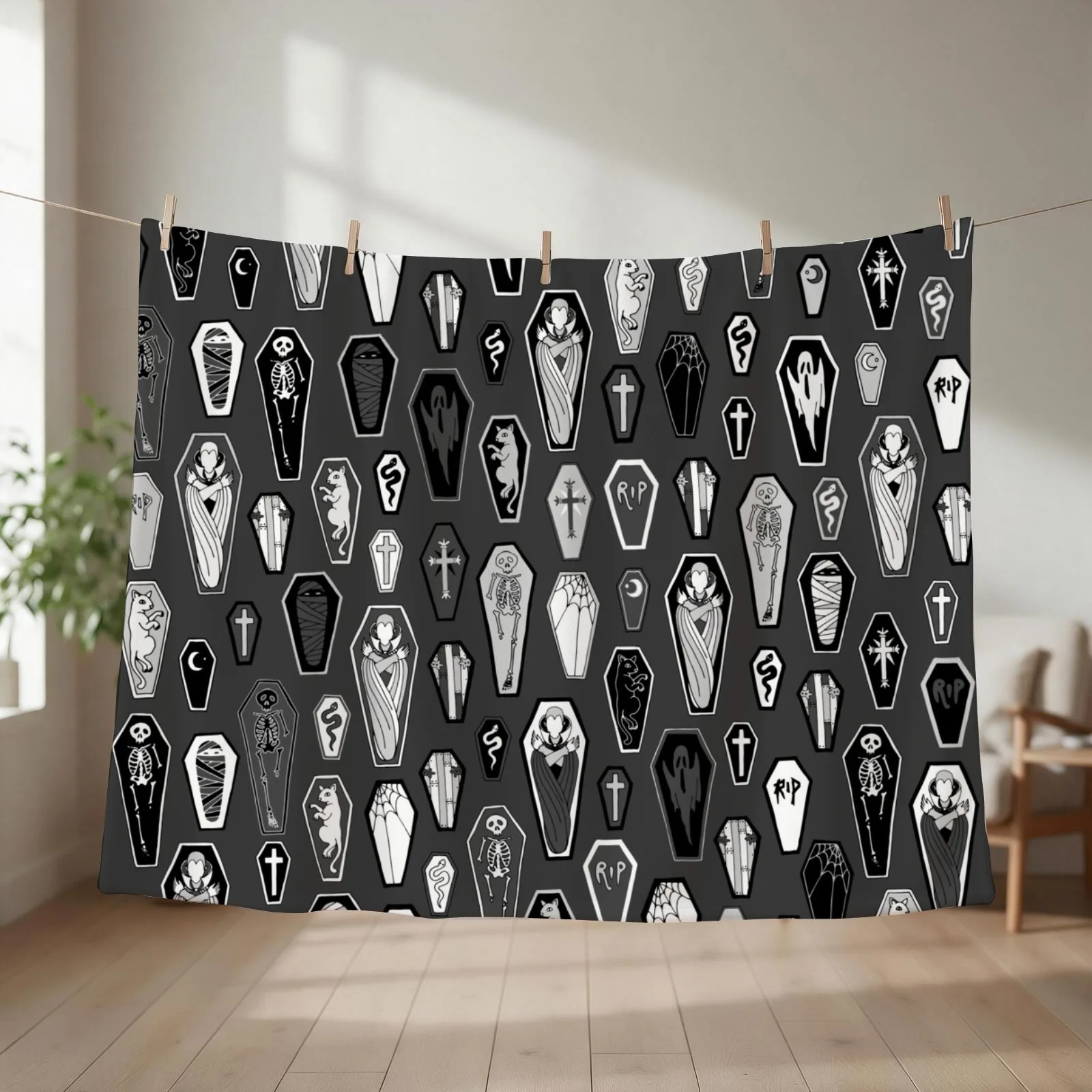 13 Coffins Throw Blanket couch cozy soft plush fuzzy picnic outdoor blanket