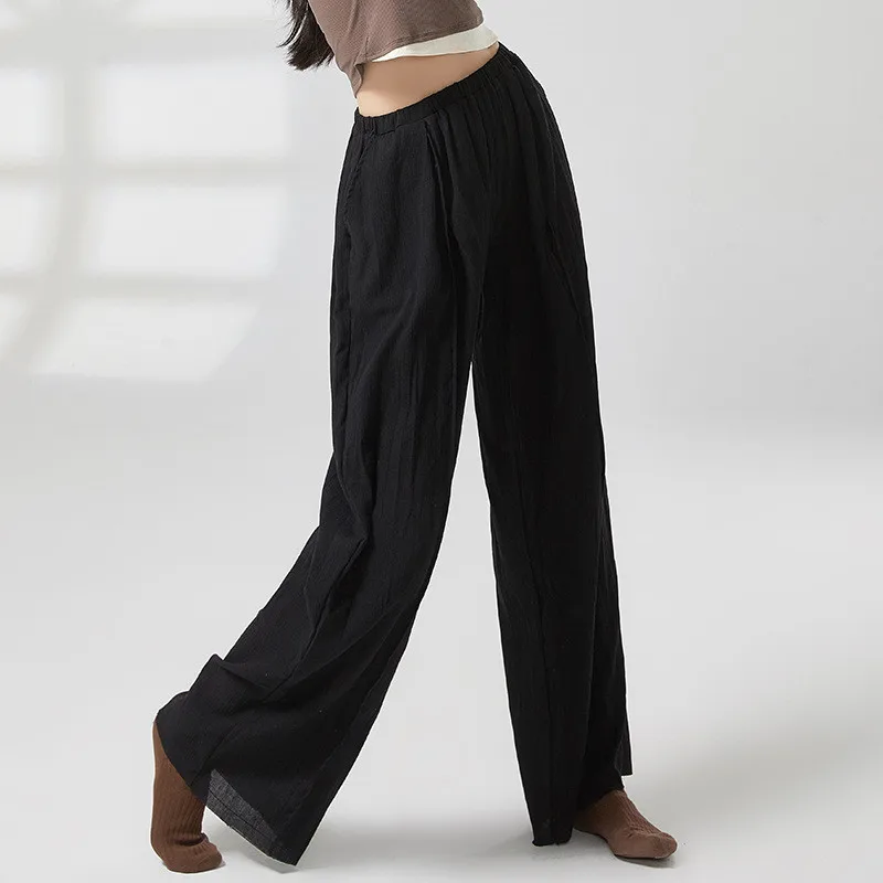 Современные классические танцевальные брюки, тренировочная одежда, женские мягкие прямые брюки для мытья полов, широкие брюки, одежда для йоги, танцевальная одежда цвета хаки, карман