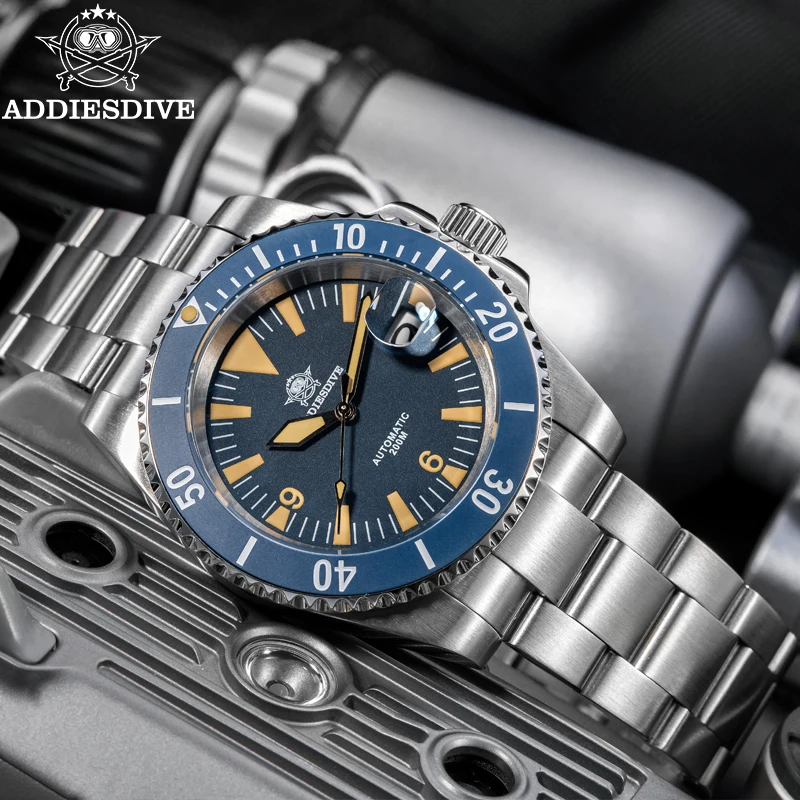 

ADDIESDIVE Luxury 41MM Automatic Mechanical Watch 200M Stainless Steel Dive Wristwatch Super Luminous Ceramic Bezel Mens Watches