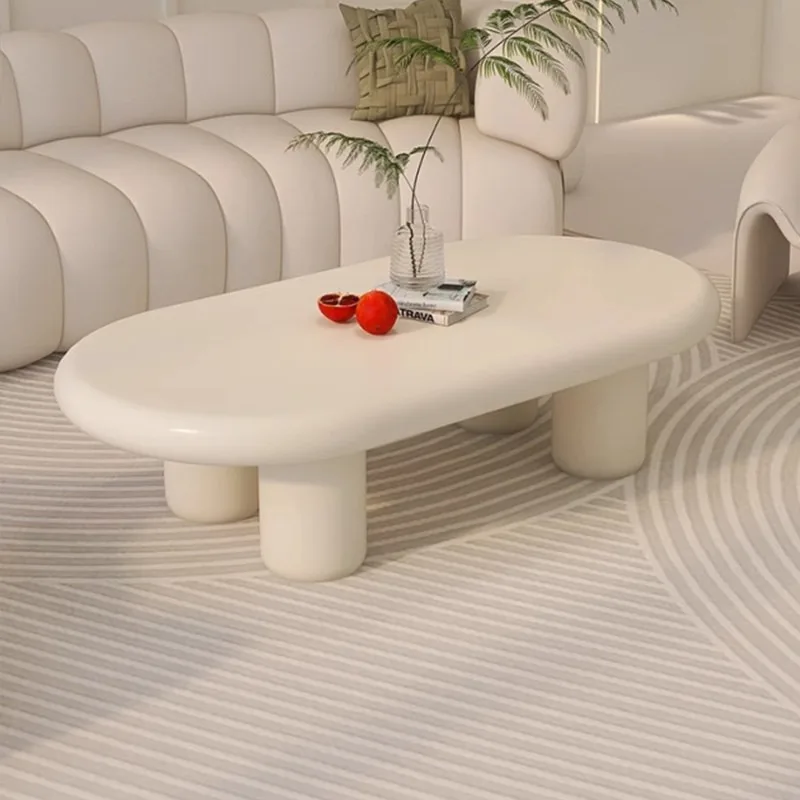 

Low Nordic Coffee Table Living Room Modern Glam Oval Coffee Tables White Minimalist Tavolino Da Salotto House Furniture