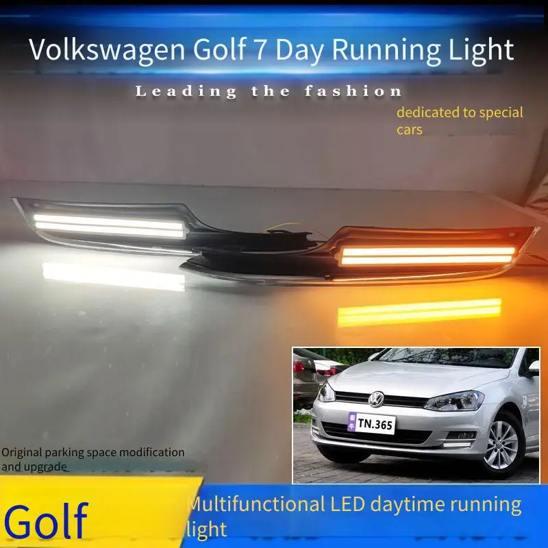 

2 шт. автомобильный светодиодный DRL передний бампер противотуманная фара для Volkswagen VW Golf 7 2014-2017 дневные ходовые огни противотуманные фары динамический указатель поворота