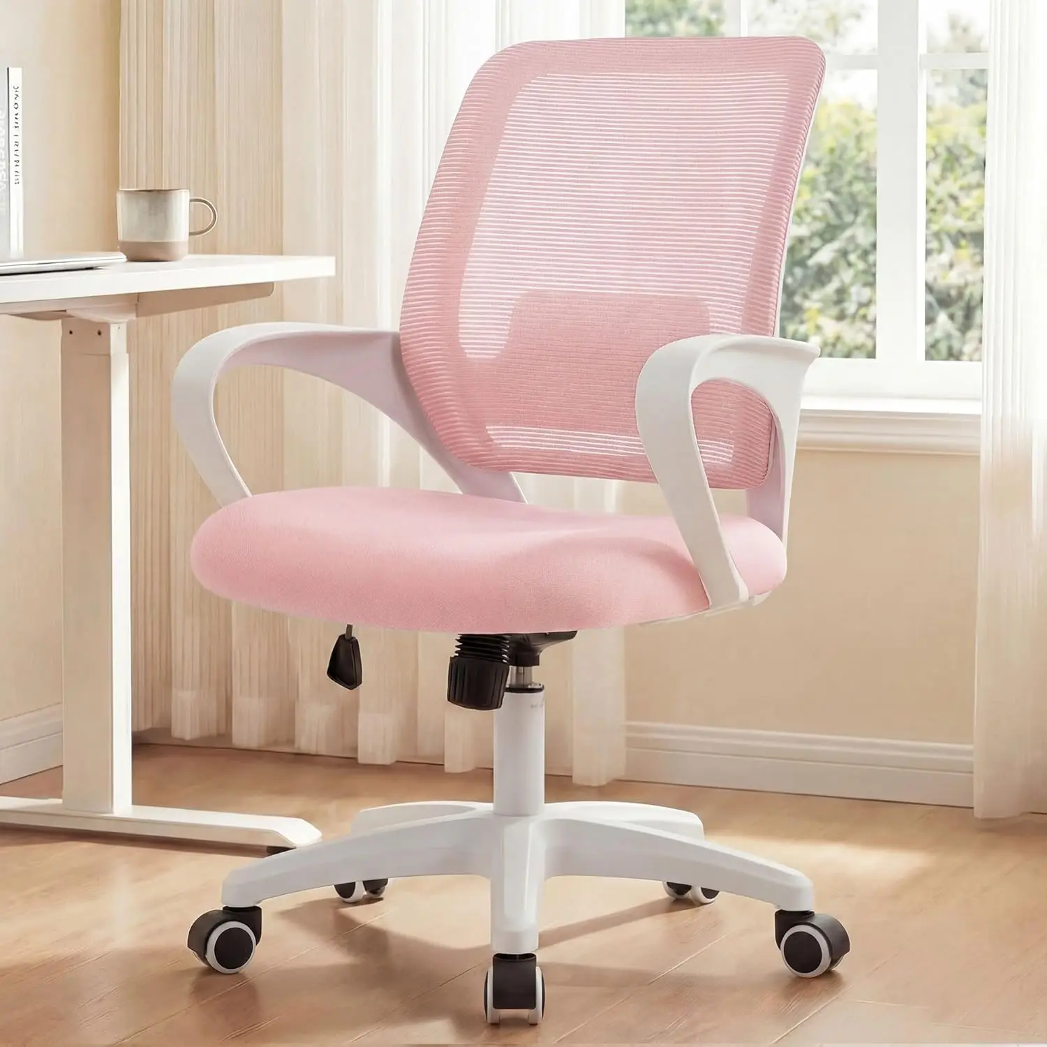 Ergonomic Mesh Office Chair with Adjustable Height, Lumbar Support, and Swivel Wheels for Home Study Desk