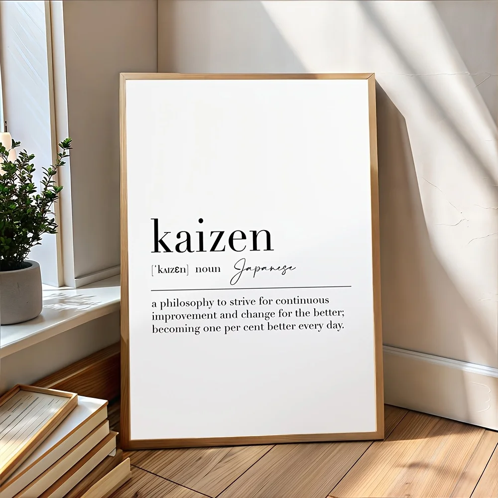 Kaizen Quotes Black and White Canvas Printing Minimalist Inspirational Wall Art Posters for Modern Home Decor Housewarming Gifts