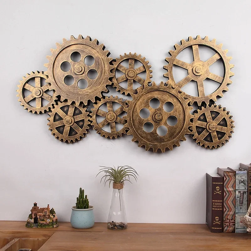 Retro Industrial Style 3D Gear Art Wall Decoration Modern Creative Interior Wall Hanging Decor for Bar Restaurant