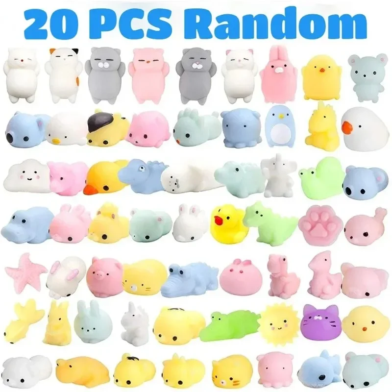 20PCS Mochi Squishies Kawaii Anima Squishy Toys For Kids Antistress Ball Squeeze Party Favors Stress Relief Toys Birthday Gift