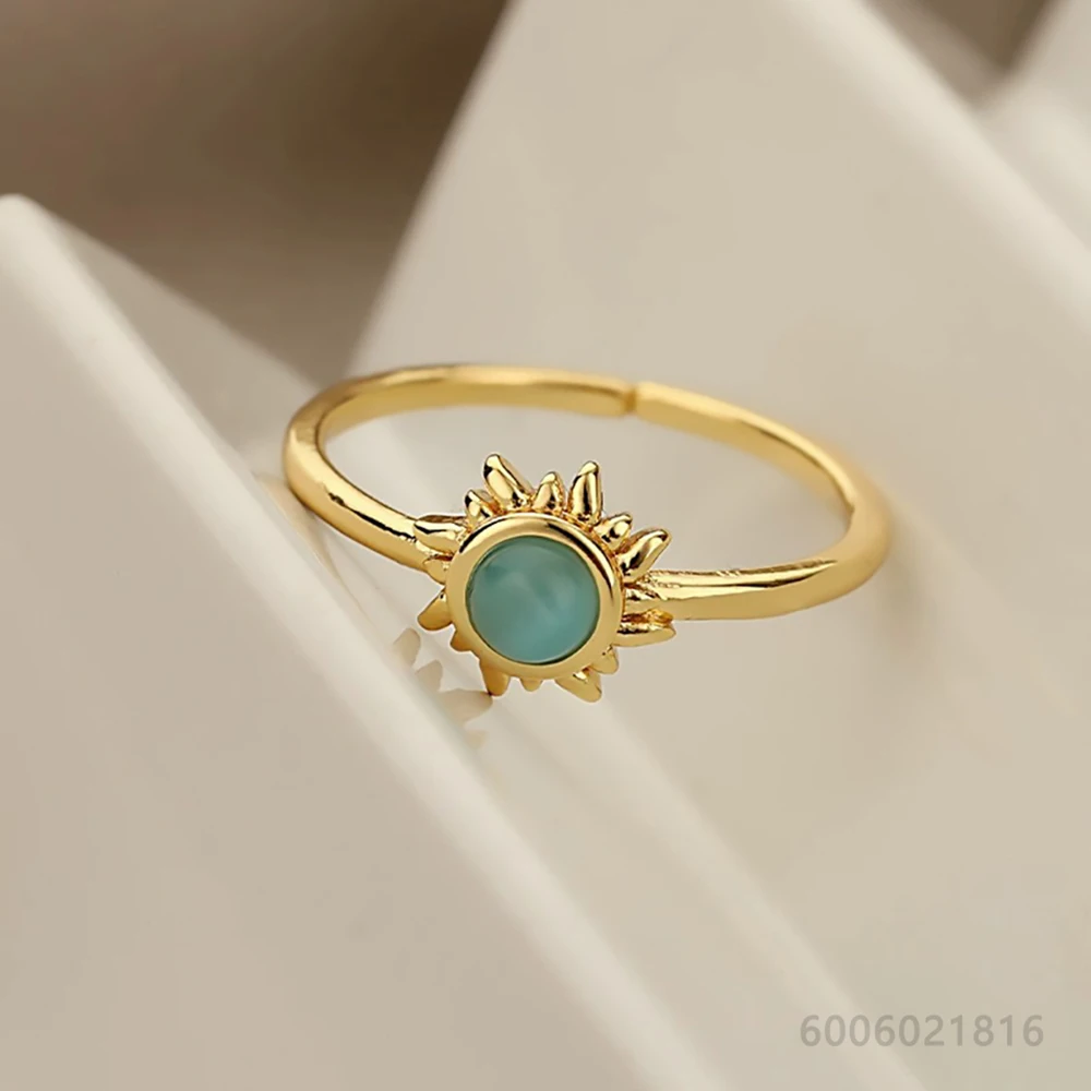 925 Sterling Silver Blue Sun Open Ring For Women Men Fashion Jewelry Vintage Grace Charm Noble Party Birthday Gifts
