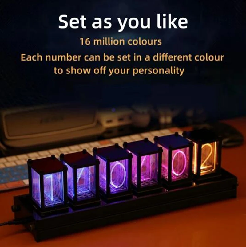 Imagem -03 - Vintage Rgb Nixie Tube Clock Relógio de Mesa Faça Você Mesmo Led Digital Electronic Desktop Ver Home Decor Ornamentos Presente 16 Milhões