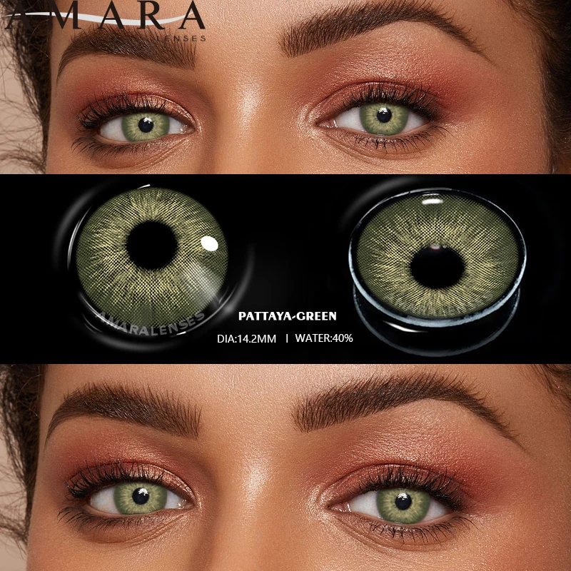 AMARA Natural Colored Contacts Lenses 2pcs Blue Contacts Beautful Pupils Color Contacts Yearly Makeup Green Eyes Contact Lens