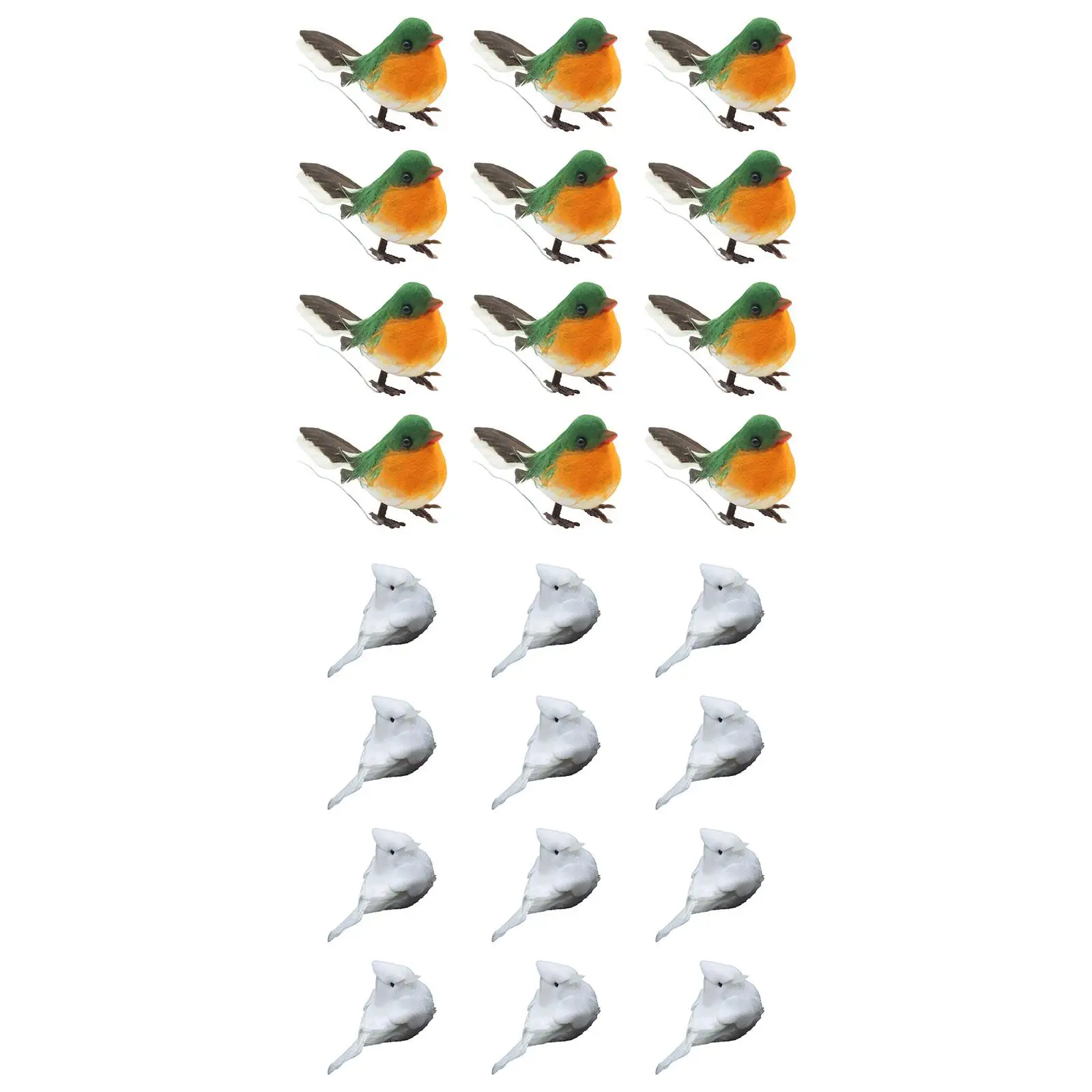 12Pcs Artificial Birds Simulation Bird Models Photography Props