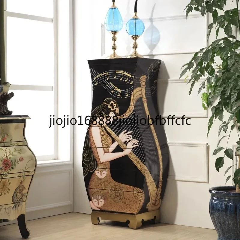 Suitable for Modern simple Italian light luxury bedroom solid wood storage locker living room painted decorative corner cabinet
