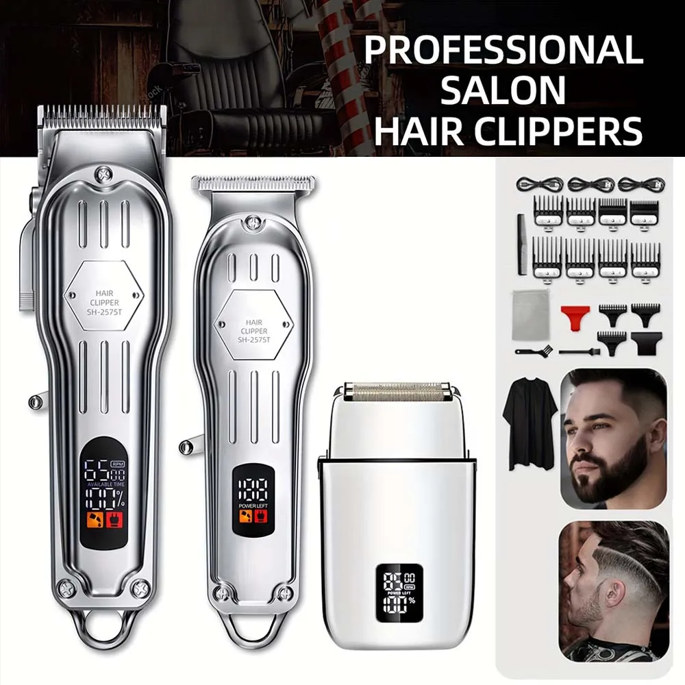 Professional Hair Clipper & Trimmer Set for Men – 3-in-1 /2-in-1/1pc Electric Beard Shaver, Haircut Machine with LCD Display, USB Rechargeable, Multiple Guide Combs, Barber Kit for Home & Salon Use view 6