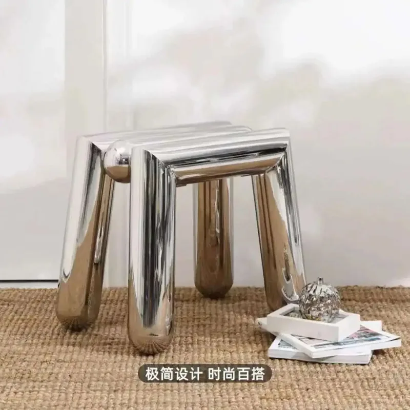 Metal Craft Stainless Steel Home Porch Shoe Bench Living Room Sofa Footstool Children's Low Stool Coffee Decorative Chairs