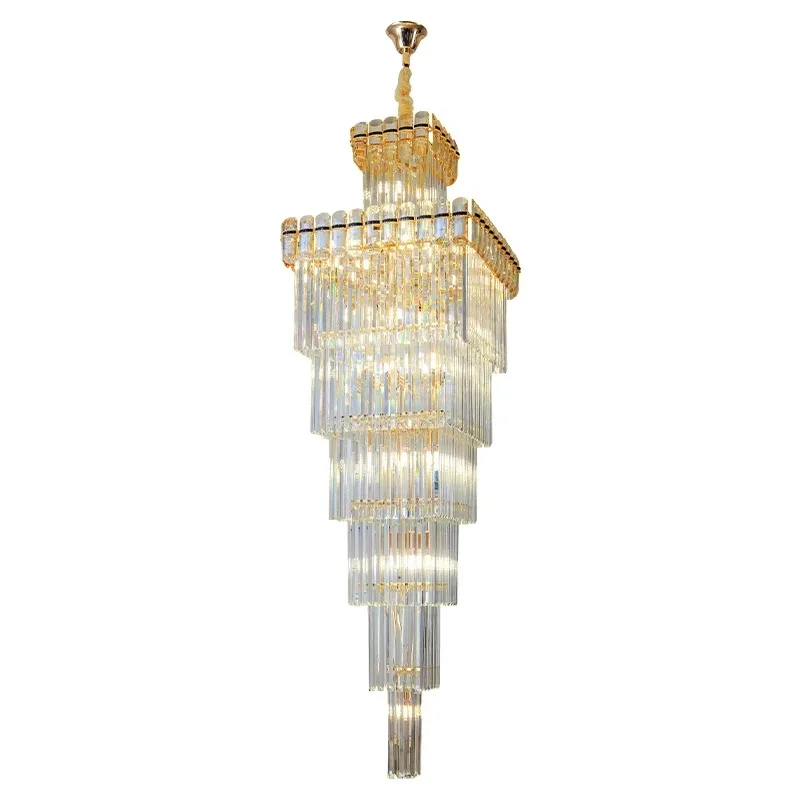 Luxury Modern Hotel Lobby Lighting Decoration K9 Crystal Chandelier Indoor Villa Living Room Lustre Ceiling Light Home Appliance
