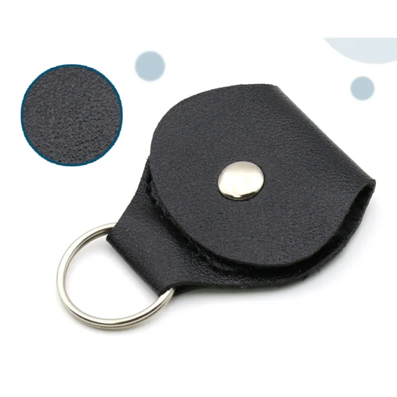 PU Leather Guitar Pick Case Folk Wood Guitar Pick Clip Keychain Pick Pocket Instrument Accessories