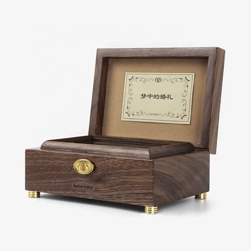 Professional Wholesale RHYMES 30-tone Wooden Music Box Custom Engraving High-end Pop Melody Music Creative Marketing Gift