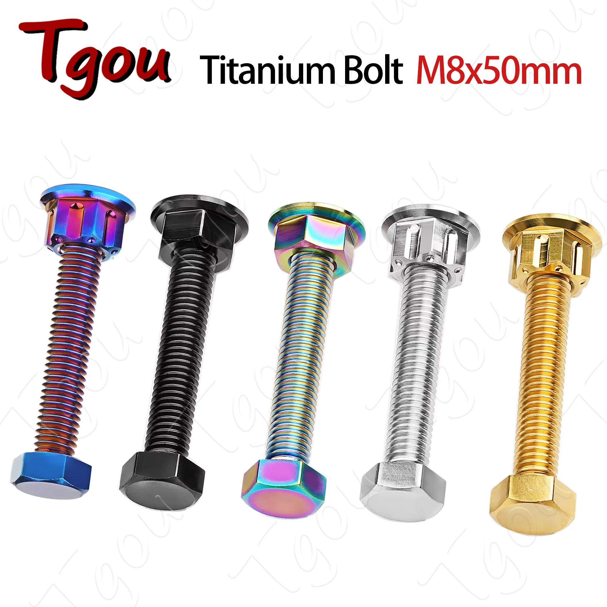 

Tgou Titanium Bolt M8x50mm+M8 Nut Flange/Fancy Hex Head Bolt Set Chain Adjuster for Motorcycles