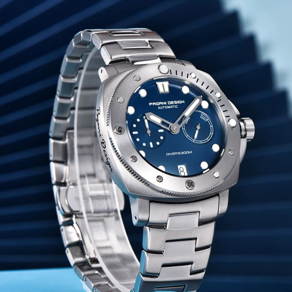 Top PAGANI DESIGN Diving Machinery Automatic Men's Watch Stainless Steel Luminous Sapphire Glass Outdoor Sports watches for man