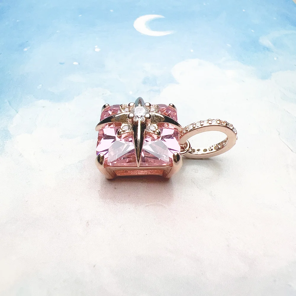 Rosévergoldeter Stern mit Steinanhänger, brandneuer Modeschmuck, romantisches Geschenk für Frauen – Detail 6