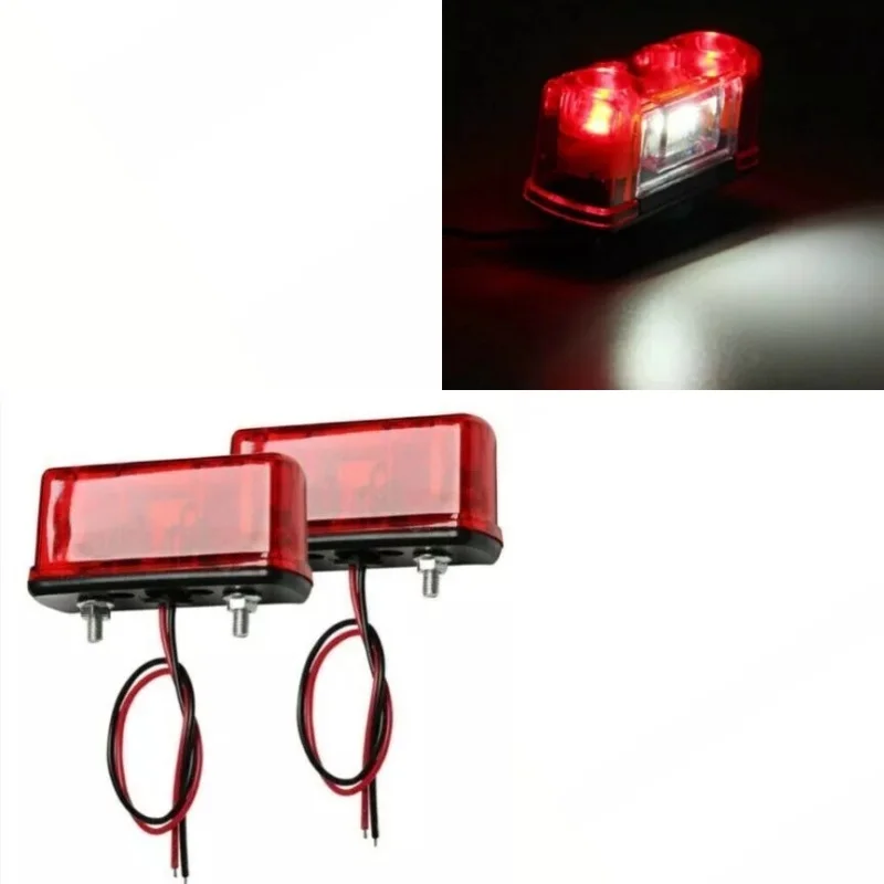 2pcs LED Lights Front Rear License Number Plate Signal Lamp ABS Plastic Waterproof For Truck Trailer Van Bus 12-24V Lights