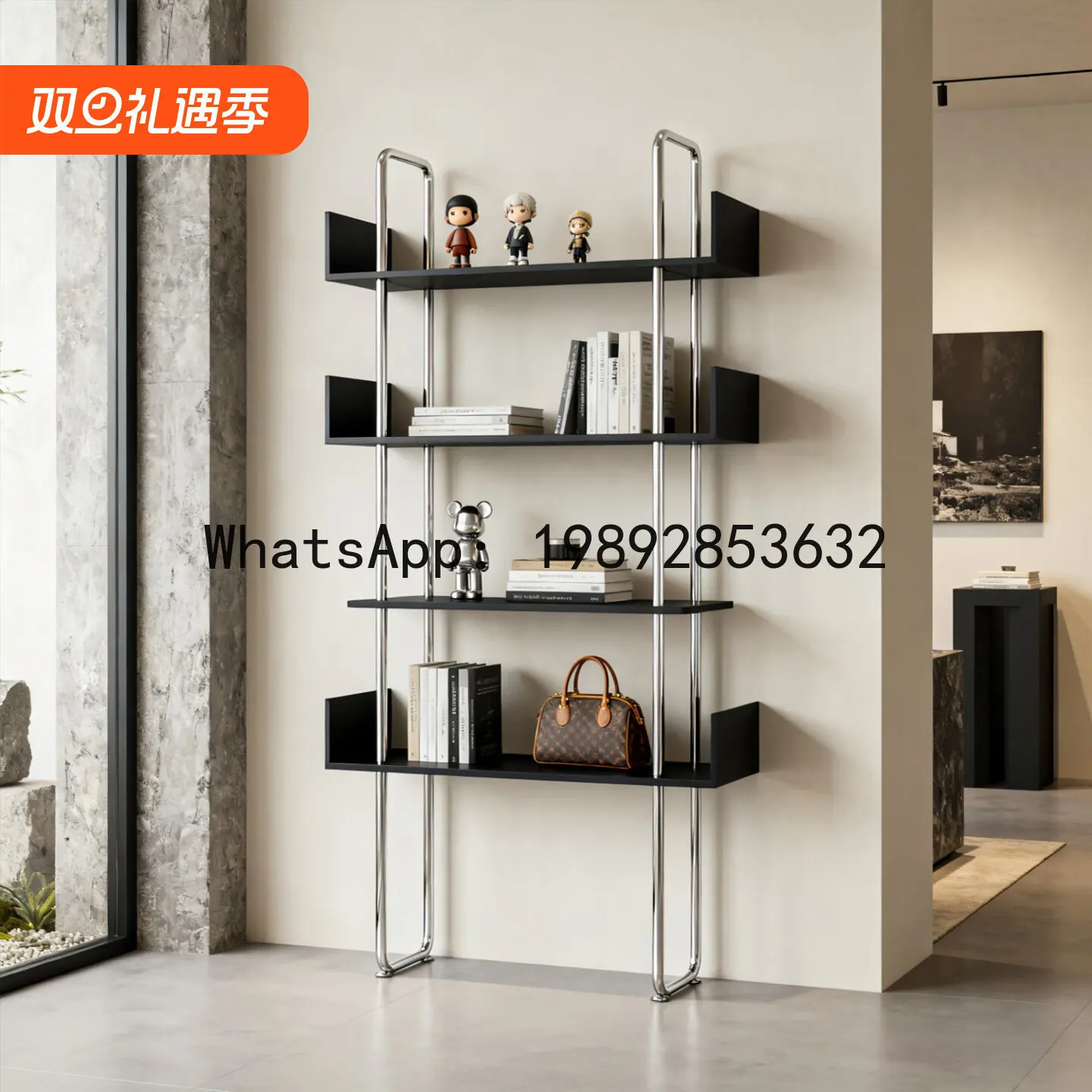 XL Home Living Room Figurine Display Stand Stainless Steel Wall-Mounted Floor Storage Rack