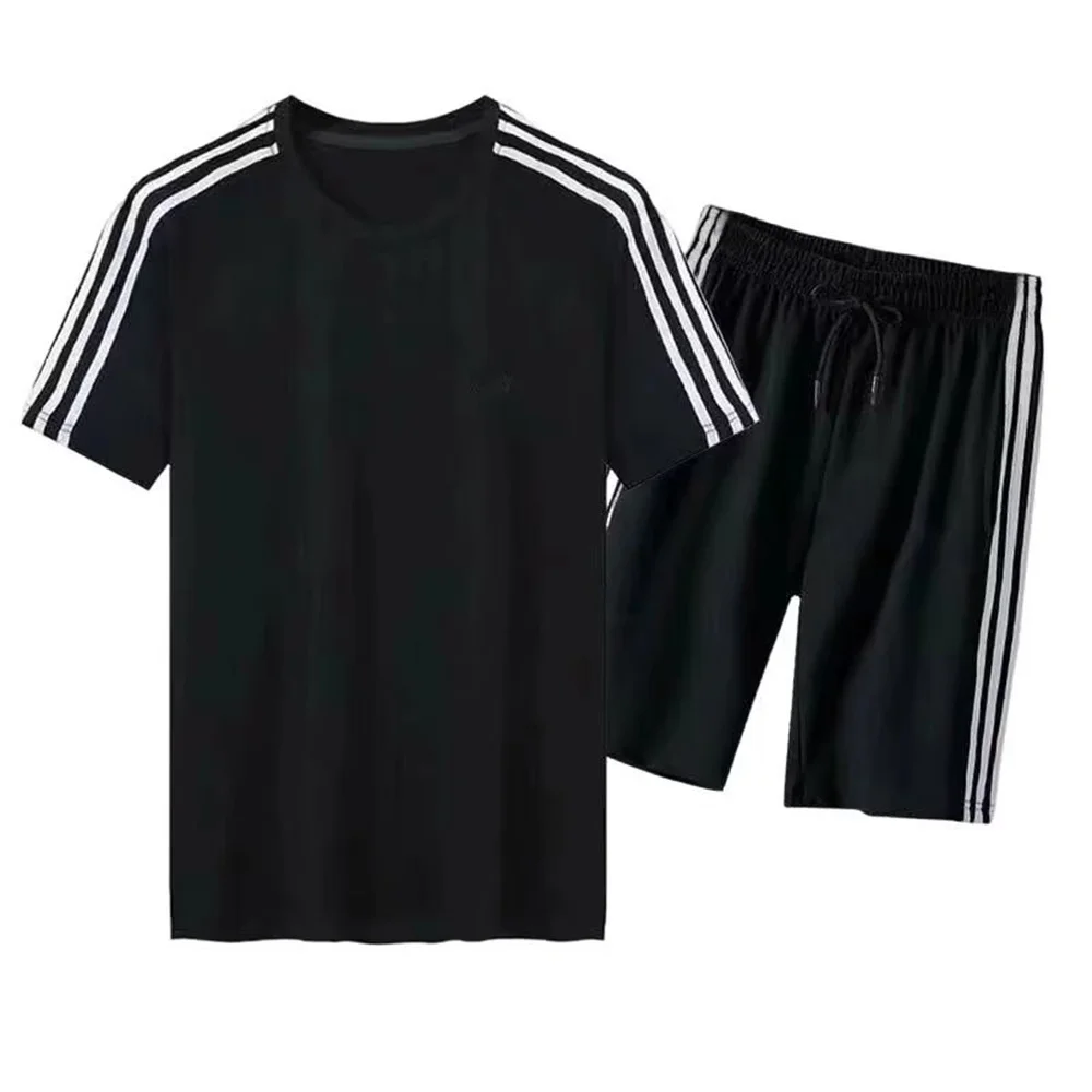 

Solid color casual quick-drying short-sleeved T-shirt shorts set men's summer sports fitness running two-piece set