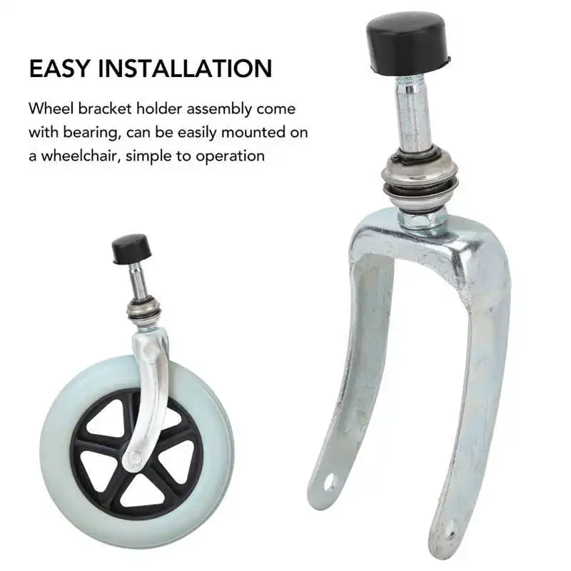 Portable Wheel Bracket Holder Assembly With Bearing High Sensitivity Strength Steel Wheelchair Accessorie Easy Installation 1Pcs