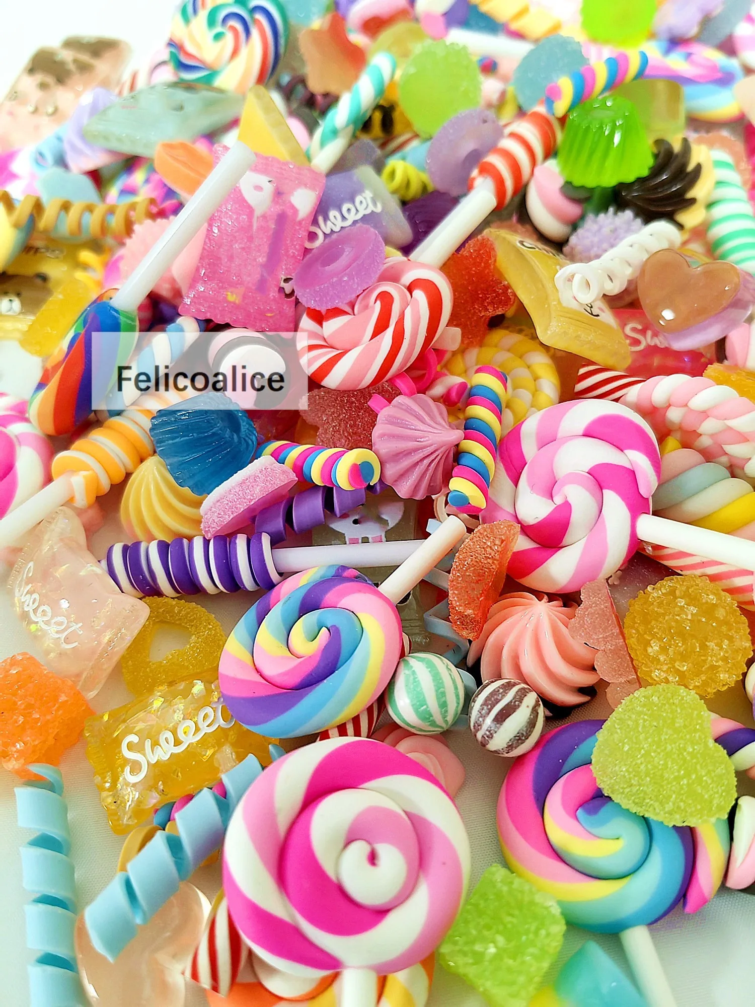 15 teile/los Mix Harz Lutscher Regenbogen Donuts Süßigkeiten Zucker Glück Tasche DIY Handwerk Sammelalbum Cabochons für Bögen Lebensmittel Spielzeug Materialien – Detail 7