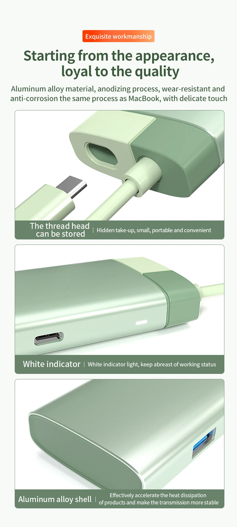 USB-C-Hub Typ-C zu 4K HDMI-kompatibel USB 3.0 Typ-C PD-Ladestation für MacBook Air M1 M2 iPad Samsung S20 Dex TV Maus-Hub – Detail 10