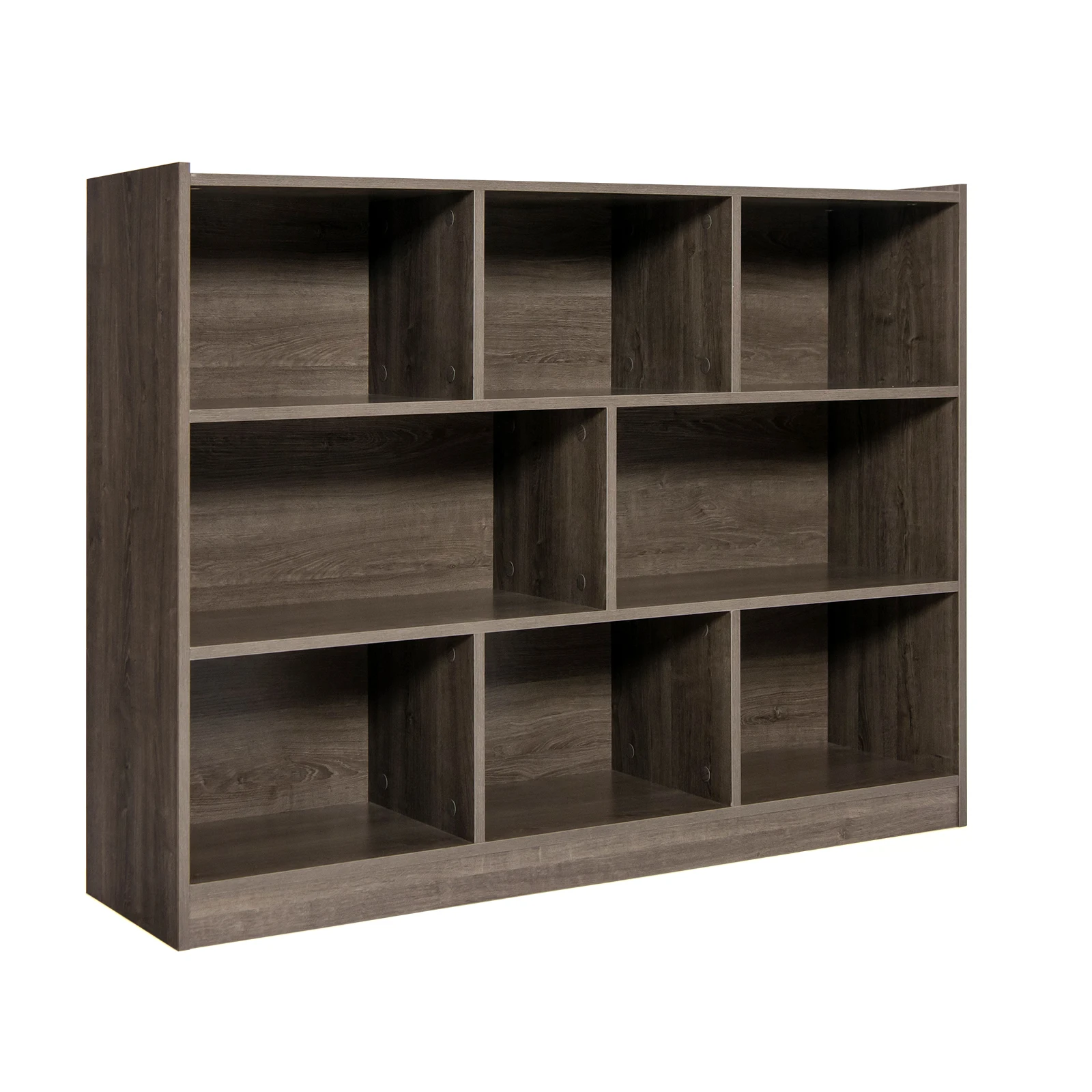 

8 Cube Bookcase, 3-Tier Open Wooden Bookshelf, Freestanding Display Cabinet w/ Anti-toppling Kits