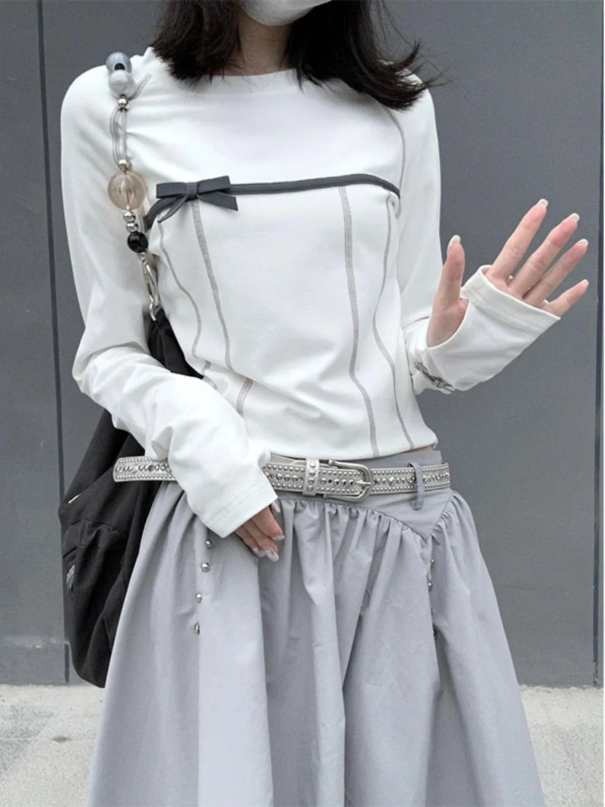 Women White T-shirt Harajuku Korean Y2k Tees Top Vintage 90s Aesthetic Long Sleeve T-shirt 2000s Trashy Fashion Clothes 2025