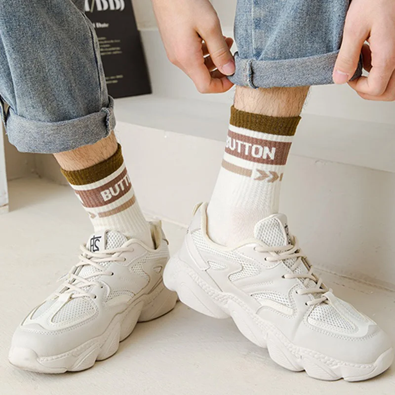 5 Pairs/Lot Men\'s Fashion Street Socks Breathable Cotton Casual Comfortable Funny New Style  High-quality Men Sock